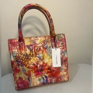 NWT Brahmin Multicolor Croc-Embossed Satchel